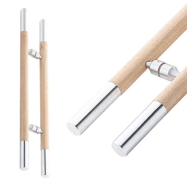 꾸밈닷컴 - 손잡이/도어락 ▼ > 강화도어손잡이 ▼ > 나사간격 P340mm > 강화도어손잡이 GO-1 오크-실버 (P340/L700)