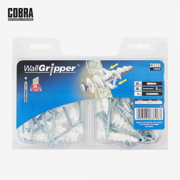 꾸밈닷컴 - 철물/산업용하드웨어 ▼ > 피스/나사못/볼트/앙카 ▼ > 석고피스 > 코브라앙카 750KE 월그리퍼 석고피스