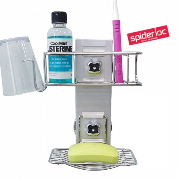 꾸밈닷컴 - 수도/수전/욕실자재 ▼ > 욕실선반/욕실악세서리 > 스파이더락 와이어 흡착 미니 선반 2단