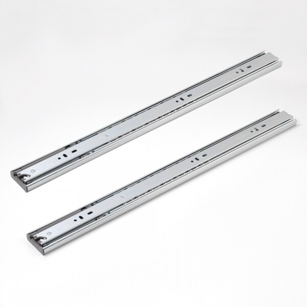 꾸밈닷컴 - 가구부속/캠핑카부속 ▼ > 서랍레일/회전판 ▼ > 서랍레일 > 댐핑 3단 볼레일 광폭45mm (500mm) 2개 1조