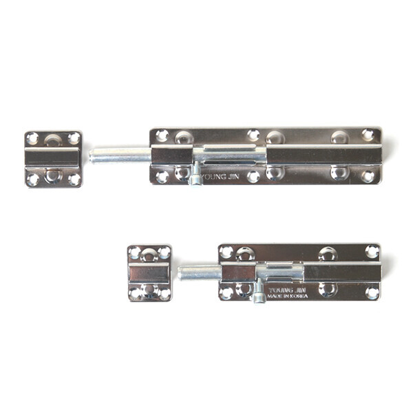 꾸밈닷컴 - 도어부속/슬라이딩도어 ▼ > 잠금장치 ▼ > 빗장/오도시 > 스프링 오도시 크롬 중 (5인치) 40개/갑