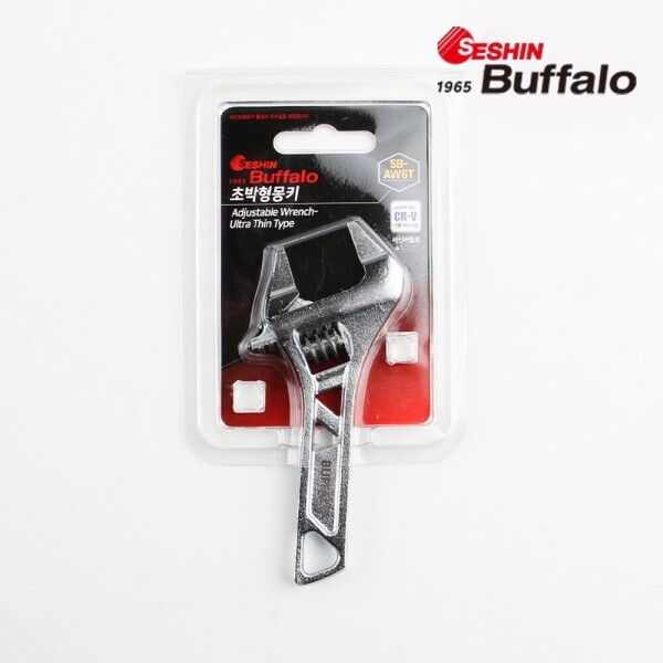 꾸밈닷컴 - 수공구/전동공구/잡화류 ▼ > 수공구▼ > 스패너/렌치 > 세신 버팔로 몽키 스패너 초박형 120mm SB-AW6T