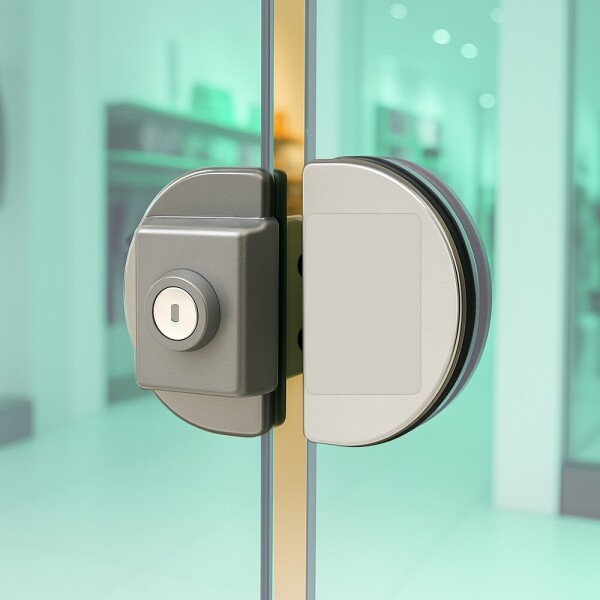 꾸밈닷컴 - 도어부속/슬라이딩도어 ▼ > 잠금장치 ▼ > 강화유리문 잠금장치 > 강화도어 보조키 G-300/310 세트 (양문용 유리문 잠금장치)