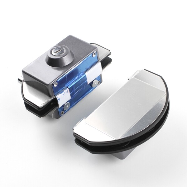 꾸밈닷컴 - 도어부속/슬라이딩도어 ▼ > 잠금장치 ▼ > 강화유리문 잠금장치 > 강화도어 보조키 G-300/310 세트 (양문용 유리문 잠금장치)