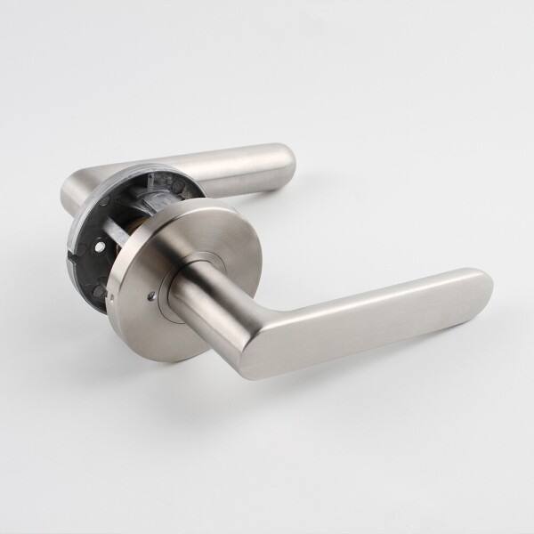 꾸밈닷컴 - 손잡이/도어락 ▼ > 방문손잡이 ▼ > 레버 버튼형 > 스텐 방문손잡이 HD019
