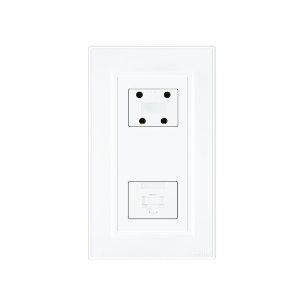 꾸밈닷컴 - 전기/조명/가전 ▼ > 전기자재 ▼ > 콘센트 > 일신 4P+8P 전화 콘센트 모듈라잭