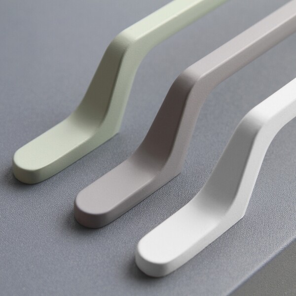 꾸밈닷컴 - 손잡이/도어락 ▼ > 가구손잡이 ▼ > P128mm > 가구손잡이 파스텔 무광 3종 화이트 그린 그레이 (P128mm)