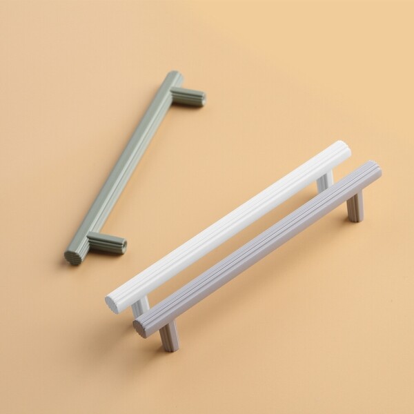 꾸밈닷컴 - 손잡이/도어락 ▼ > 가구손잡이 ▼ > P128mm > 2구 가구손잡이 리가토니 파스텔 무광 3종 화이트 그린 그레이 (128mm)