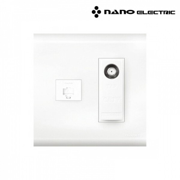 꾸밈닷컴 - 전기/조명/가전 ▼ > 전기자재 ▼ > 콘센트 > 나노 오딧세이 CATV+8P 모듈라잭