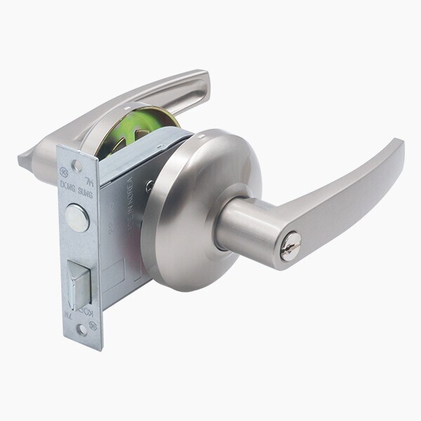 꾸밈닷컴 - 손잡이/도어락 ▼ > 중문/방화문손잡이 ▼ > 방화문 레버형 도어락 > 두꺼운 방화문손잡이 9900L 40~52mm용