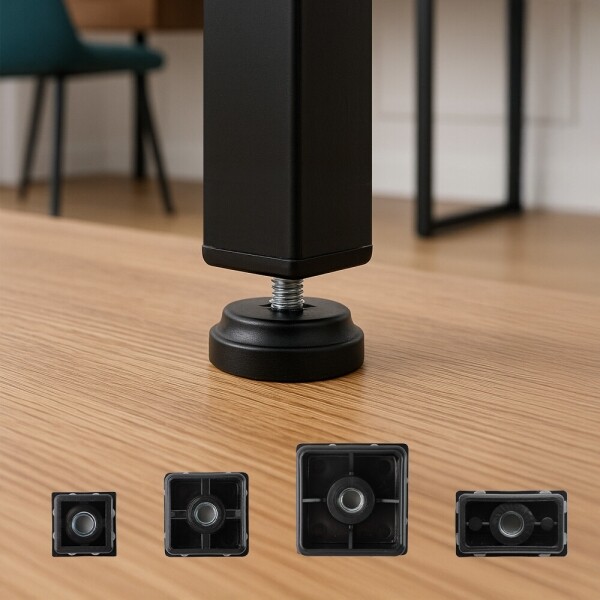 꾸밈닷컴 - 바퀴/가구다리 ▼ > 조절발 > 사각 파이프용 속캡 높이 조절발 블랙