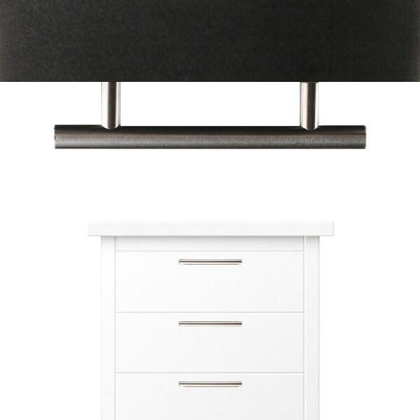 꾸밈닷컴 - 손잡이/도어락 ▼ > 가구손잡이 ▼ > P128mm > 2구 가구손잡이 스텐 심플봉 헤어라인 실버