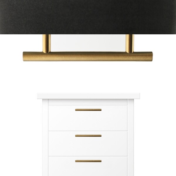 꾸밈닷컴 - 손잡이/도어락 ▼ > 가구손잡이 ▼ > P160mm > 2구 가구손잡이 스텐 심플봉 헤어라인 골드