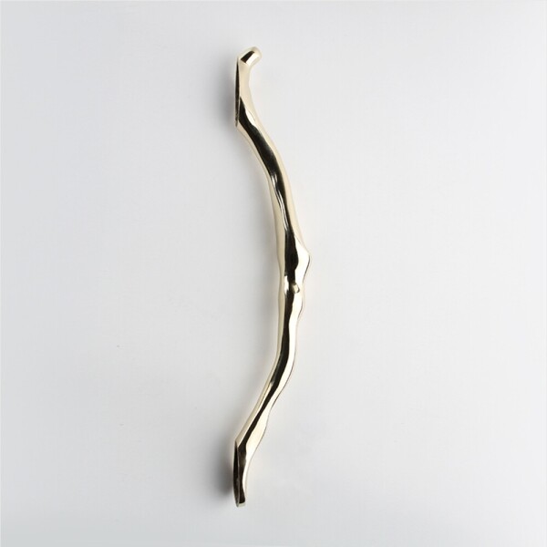 꾸밈닷컴 - 손잡이/도어락 ▼ > 가구손잡이 ▼ > 전면고정형 > 황동 중문 손잡이 플로우 골드