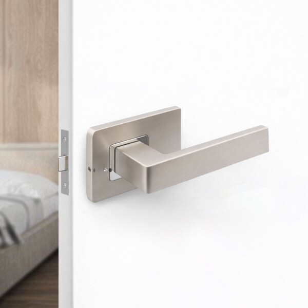 꾸밈닷컴 - 손잡이/도어락 ▼ > 방문손잡이 ▼ > 레버 버튼형 > 도무스 방문손잡이 711NI