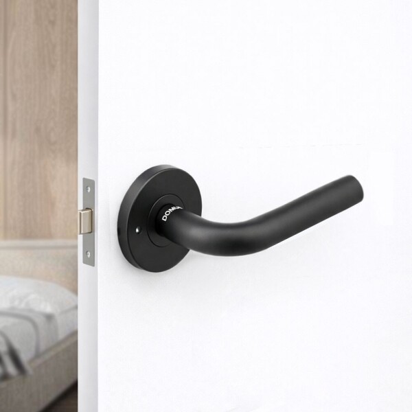 꾸밈닷컴 - 손잡이/도어락 ▼ > 방문손잡이 ▼ > 레버 버튼형 > 도무스 방문손잡이 AL950 블랙