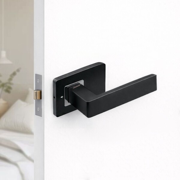 꾸밈닷컴 - 손잡이/도어락 ▼ > 방문손잡이 ▼ > 레버 버튼형 > 도무스 방문손잡이 711BK 블랙