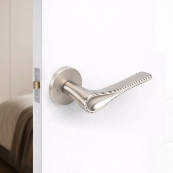 꾸밈닷컴 - 손잡이/도어락 ▼ > 방문손잡이 ▼ > 레버 버튼형 > 도무스 방문손잡이 707NI 니켈