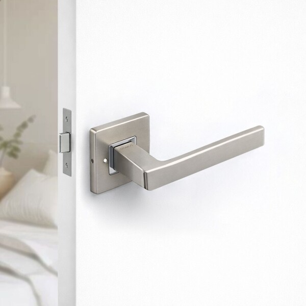 꾸밈닷컴 - 손잡이/도어락 ▼ > 방문손잡이 ▼ > 레버 버튼형 > 도무스 방문 손잡이 511NI 니켈 문고리
