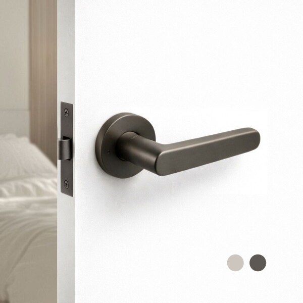 꾸밈닷컴 - 손잡이/도어락 ▼ > 방문손잡이 ▼ > 레버 버튼형 > 루체 방문손잡이 LU-177 (타공 55mm)