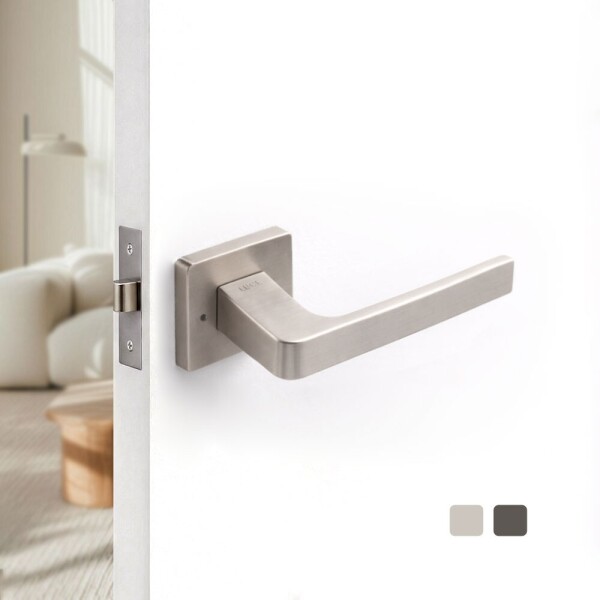 꾸밈닷컴 - 손잡이/도어락 ▼ > 방문손잡이 ▼ > 레버 버튼형 > 루체 방문문손잡이 LU-489 (타공 45mm)