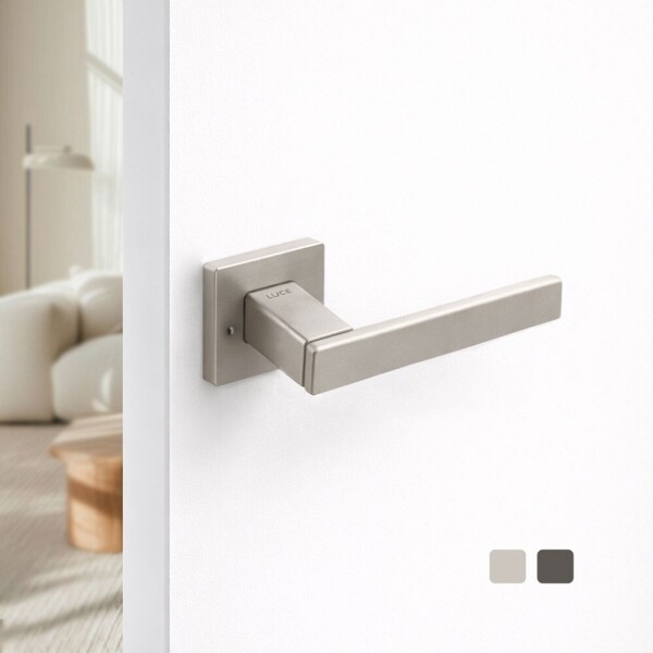 꾸밈닷컴 - 손잡이/도어락 ▼ > 방문손잡이 ▼ > 레버 버튼형 > 루체 방문 문손잡이 LU-482 (타공 45mm)