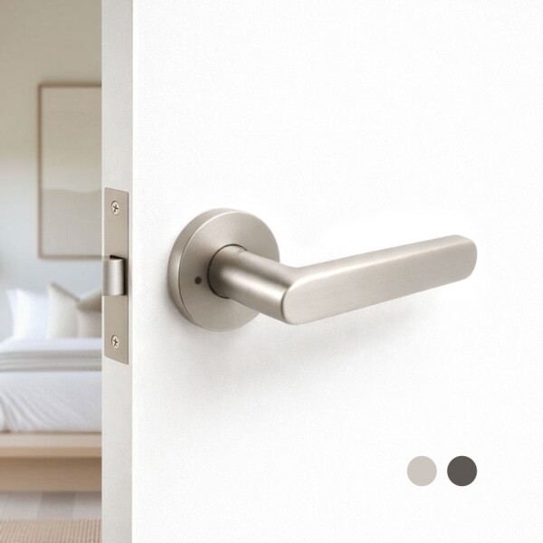 꾸밈닷컴 - 손잡이/도어락 ▼ > 방문손잡이 ▼ > 레버 버튼형 > 루체 방문문손잡이 LU-377 (타공 45mm)