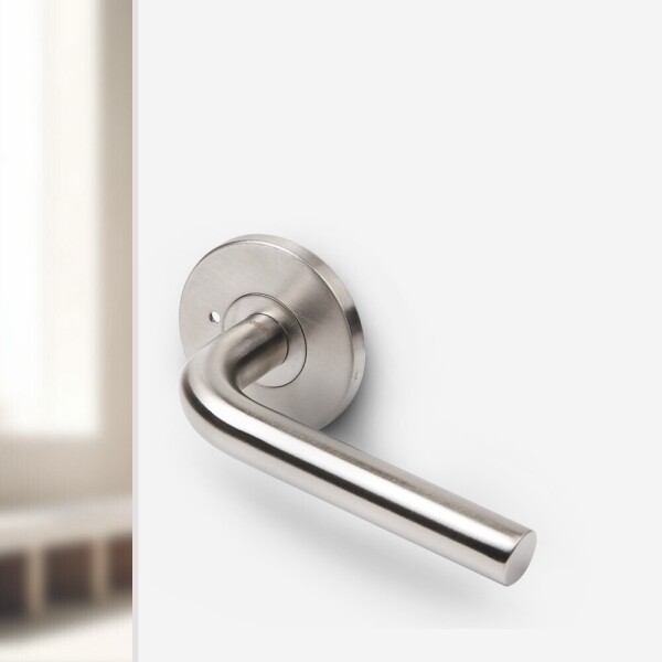 꾸밈닷컴 - 손잡이/도어락 ▼ > 방문손잡이 ▼ > 레버 버튼형 > 도무스 방문손잡이 905SS 스텐