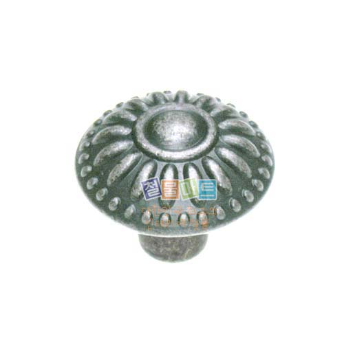 꾸밈닷컴 - 손잡이/도어락 ▼ > 가구손잡이 ▼ > 1구 꼭지손잡이 > 1구 꼭지손잡이 국화 석엔틱 (28mm)